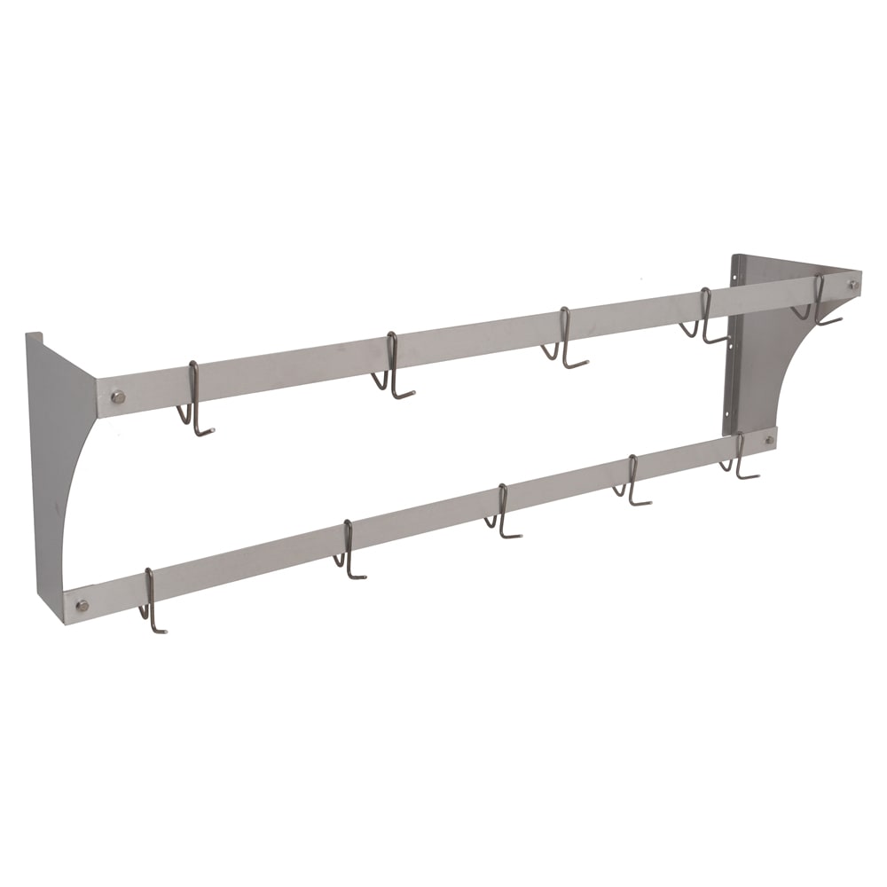241-WM60PR 60" Wall-Mount Pot Rack w/ (10) Double Hooks, Stainless Steel