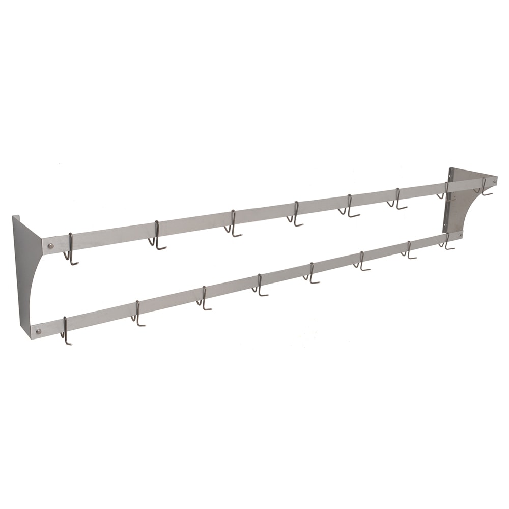 241-WM96PR 96" Wall-Mount Pot Rack w/ (16) Double Hooks, Stainless Steel