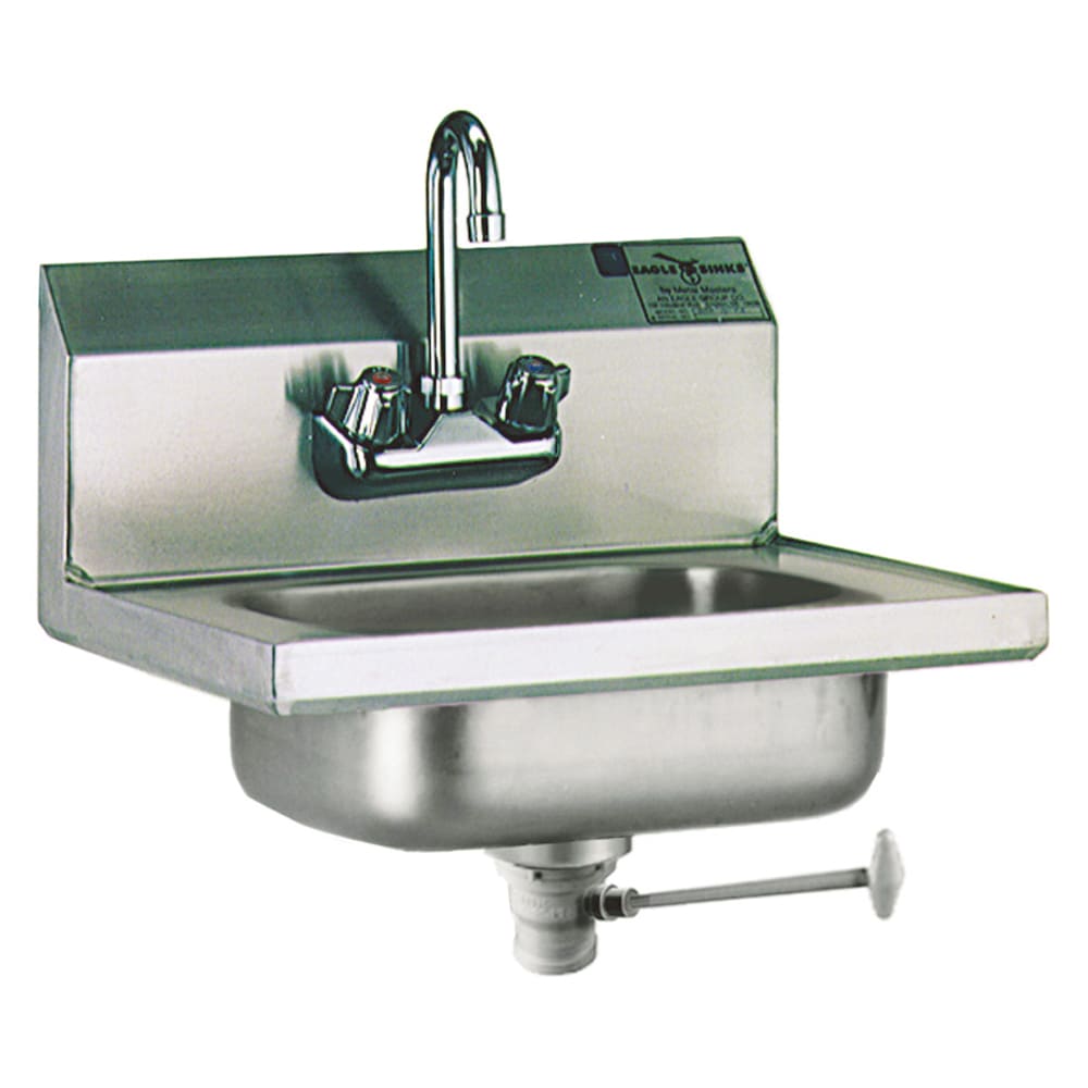 241-HSA10FL Wall Mount Commercial Hand Sink w/ 14"L x 10"W x 5"D Bowl, Gooseneck F...