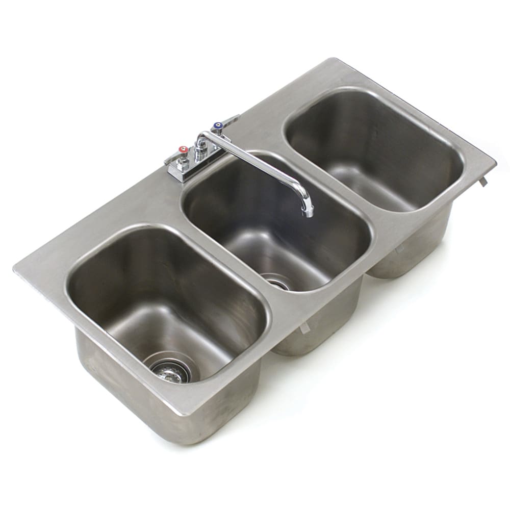 241-SR1416953 (3) Compartment Drop-in Sink - 14" x 16", Drain Included