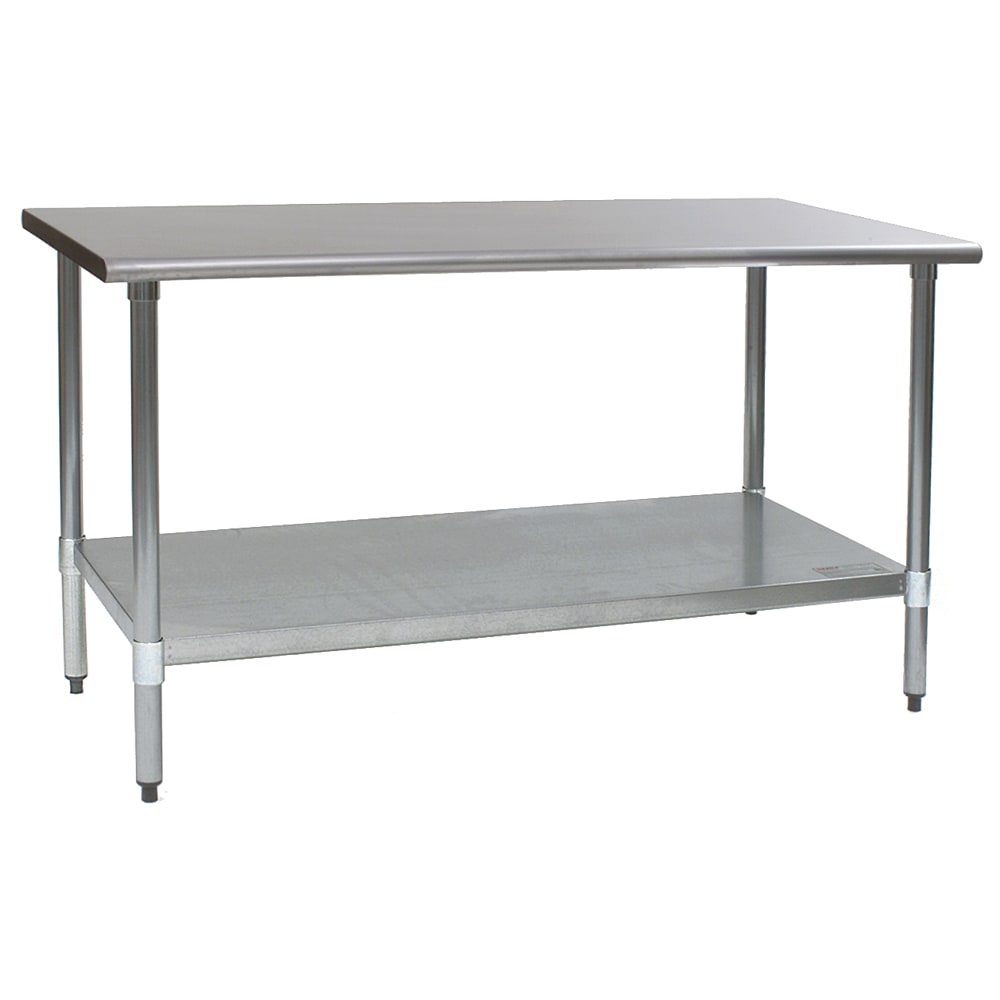 241-T2460B 60" 16 ga Work Table w/ Undershelf & 430 Series Stainless Flat Top