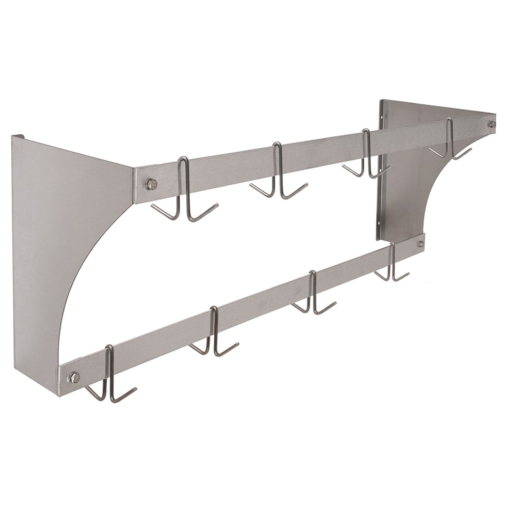 241-WM48APR 48" Wall-Mount Pot Rack w/ (8) Double Hooks, Aluminum