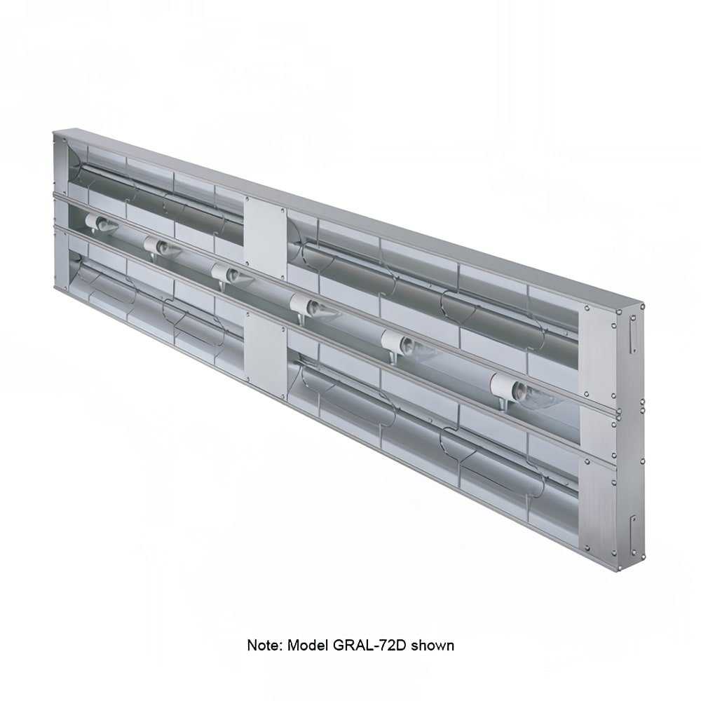042-GRAL48D6208 48" Standard Watts Infrared Strip Warmer - Double Rod, (2) Built In Toggle C...