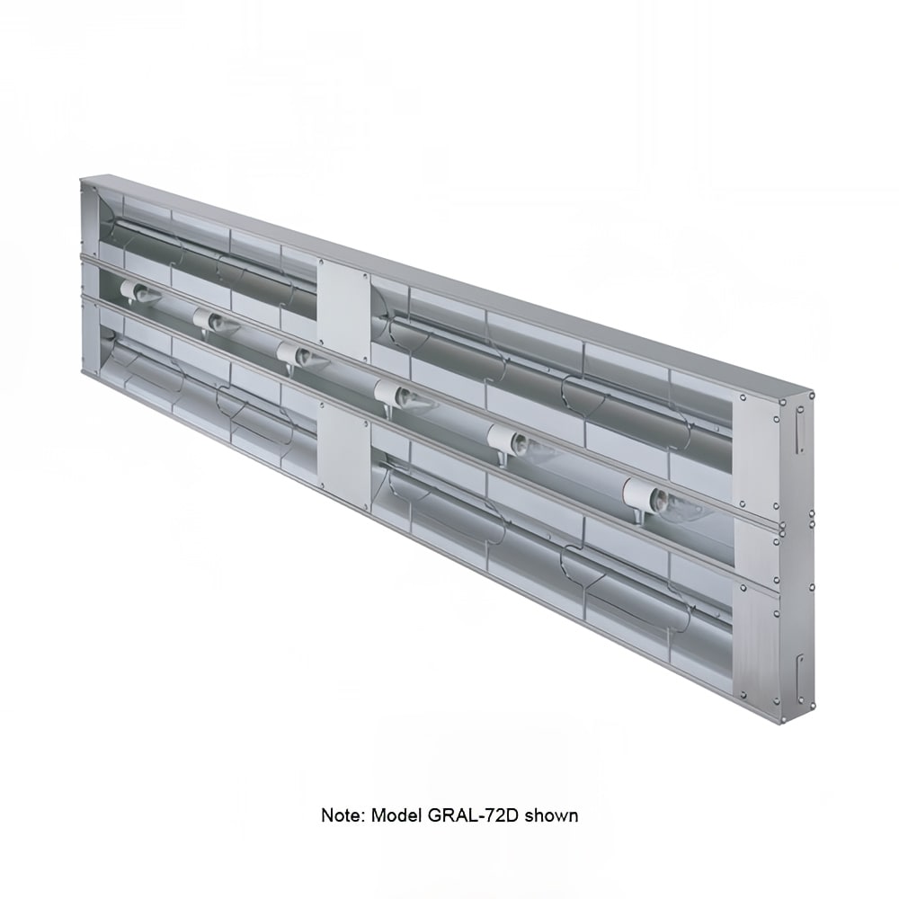 042-GRAL72D6208 72" Standard Watts Infrared Strip Warmer - Double Rod, (3) Built In Toggle C...