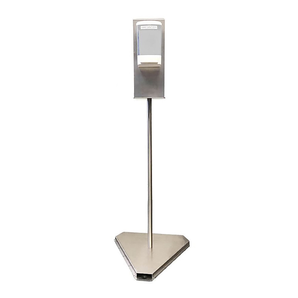 085-7002182 Double Hand Sanitizer Stand - 18 1/2"W x 16 1/2"D x 48 1/3"H, Stainles...