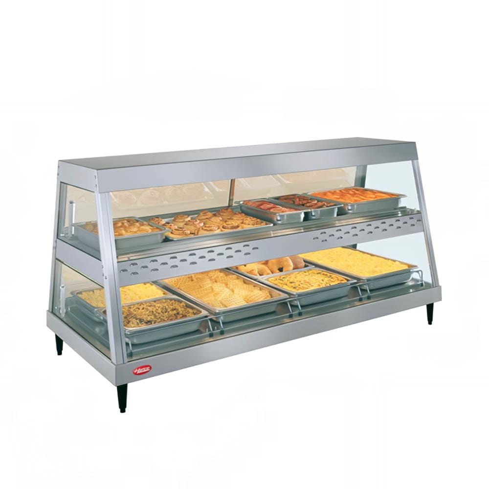 042-GRHD4PD120240 58 1/2" Full Service Countertop Heated Display Case - (2) Shelves, 120 240...