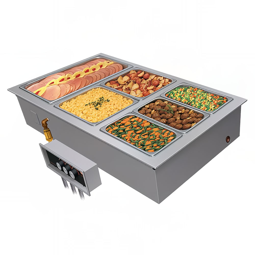 042-HWBLI6DA Drop-In Hot Food Well w/ 6 Full-Size Pan Capacity, 120v