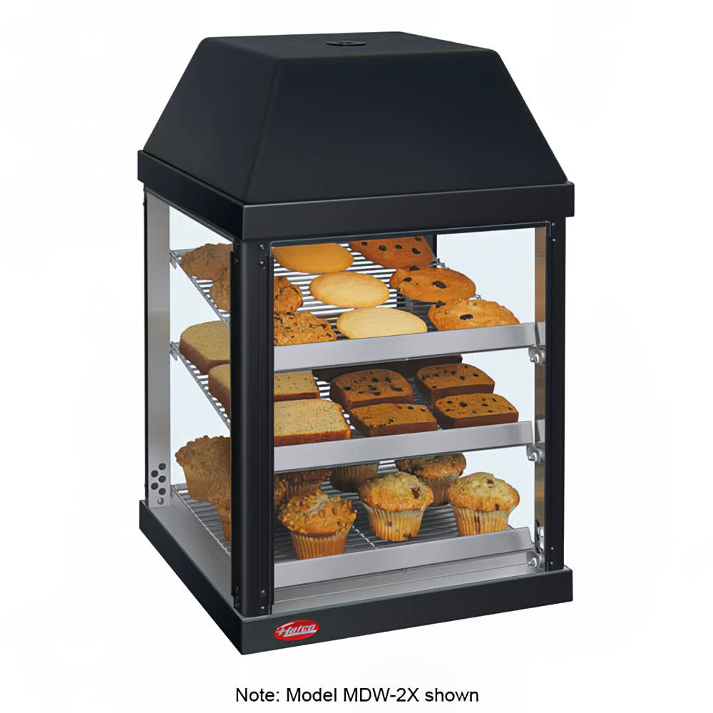 042-MDW2X120BLACK 15 3/4" Self Service Countertop Heated Display Case - (3) Shelves, Black,...