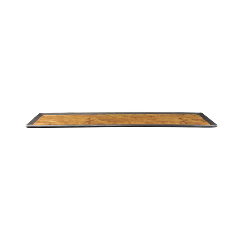 701-B180208GLDB 20 3/4" x 6 3/8" Rectangular Kobe Tray - Melamine, Black/Gold