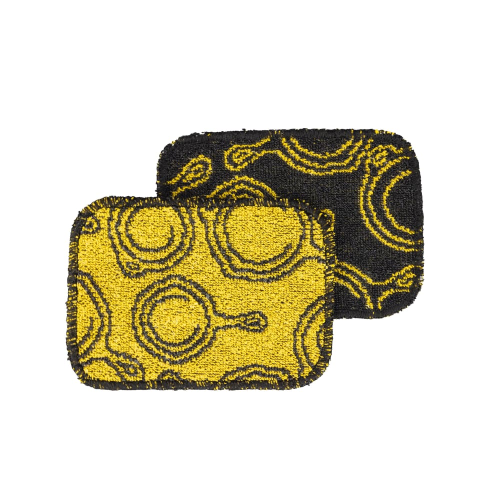 Lodge AESCRUB Scrub Cloth - 6 1/2" x 4 1/2", Cotton, Black/Yellow