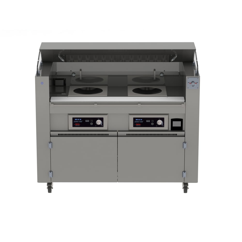 Spring USA MCS-59-FPS-SP351WCR-2 59" Cooking Cart w/ Wok & (2) Induction Stoves, Silver