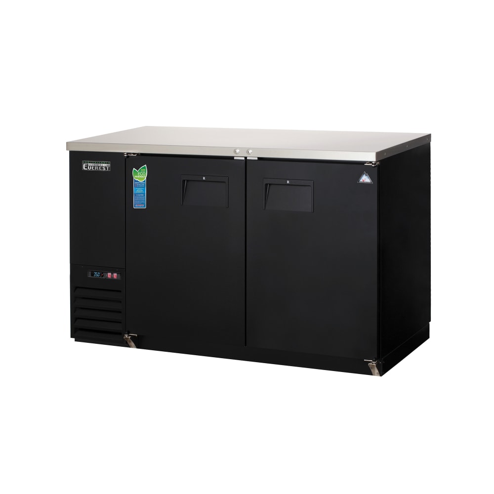 545-EBB59 57 3/4" Bar Refrigerator - 2 Swinging Solid Doors, Black, 115v