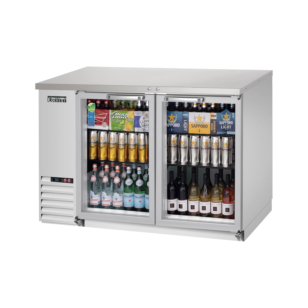 545-EBB48GSS 49" Bar Refrigerator - 2 Swinging Glass Doors, Stainless, 115v
