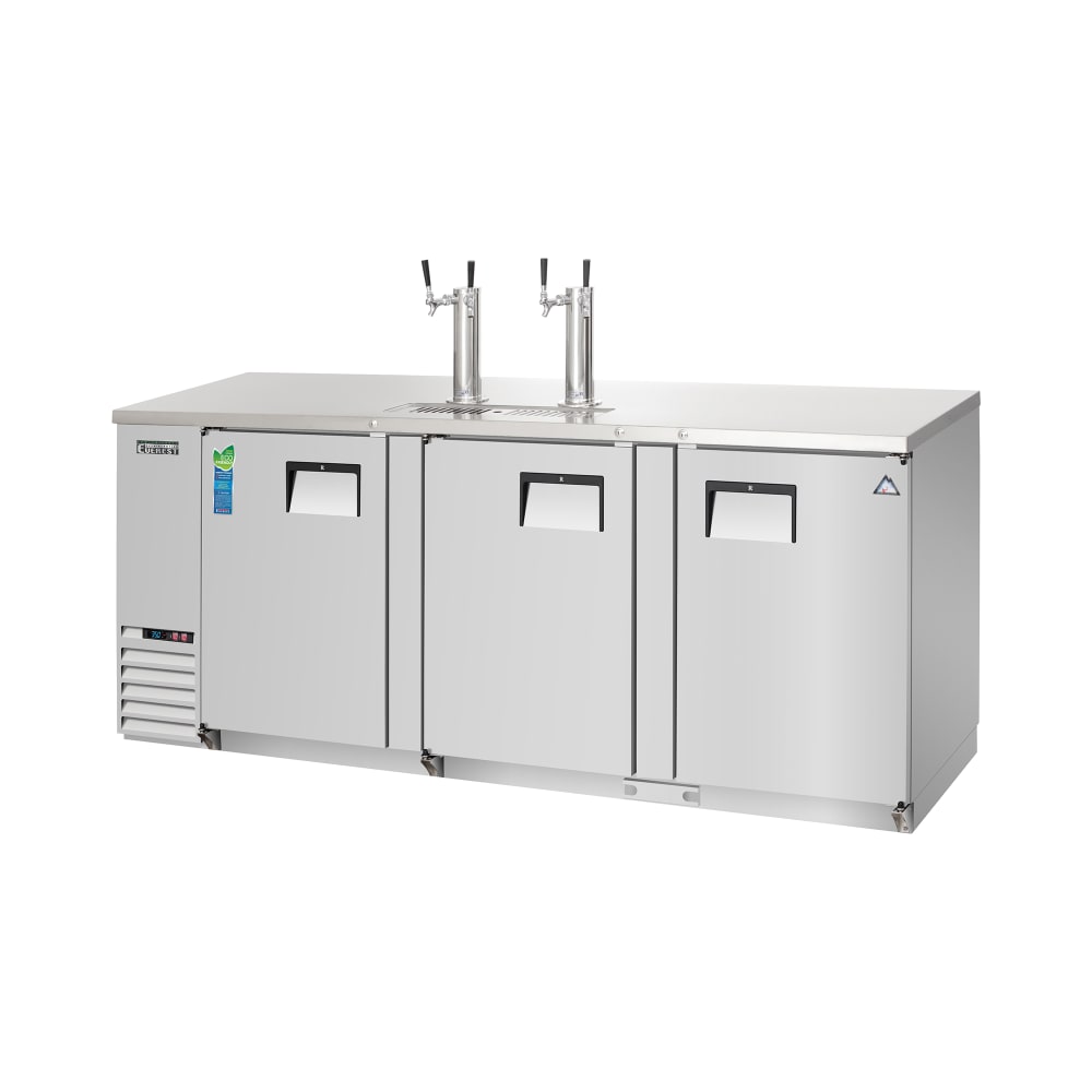 545-EBD4SS 89 1/4" Kegerator Beer Dispenser w/ (4) Keg Capacity - (2) Columns, Stainless, 11...