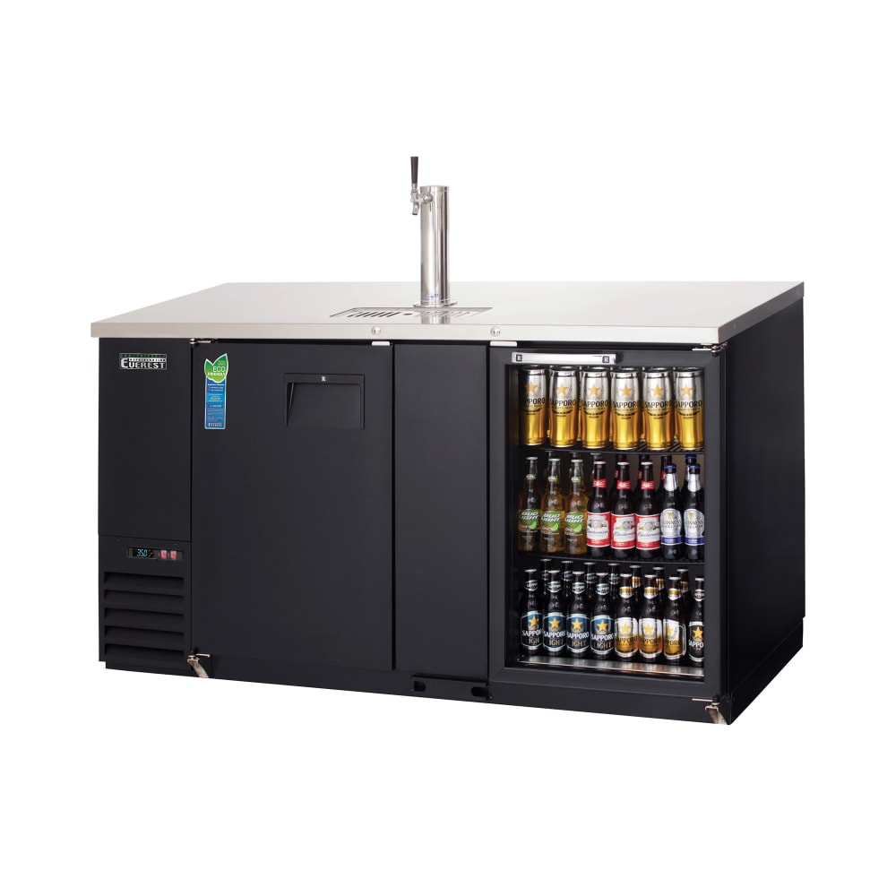 Everest Refrigeration EBD3-BBG-24 68" Back Bar Kegerator Beer Dispenser w/ (1) Keg Capacity - (1) Column, Black, 115v