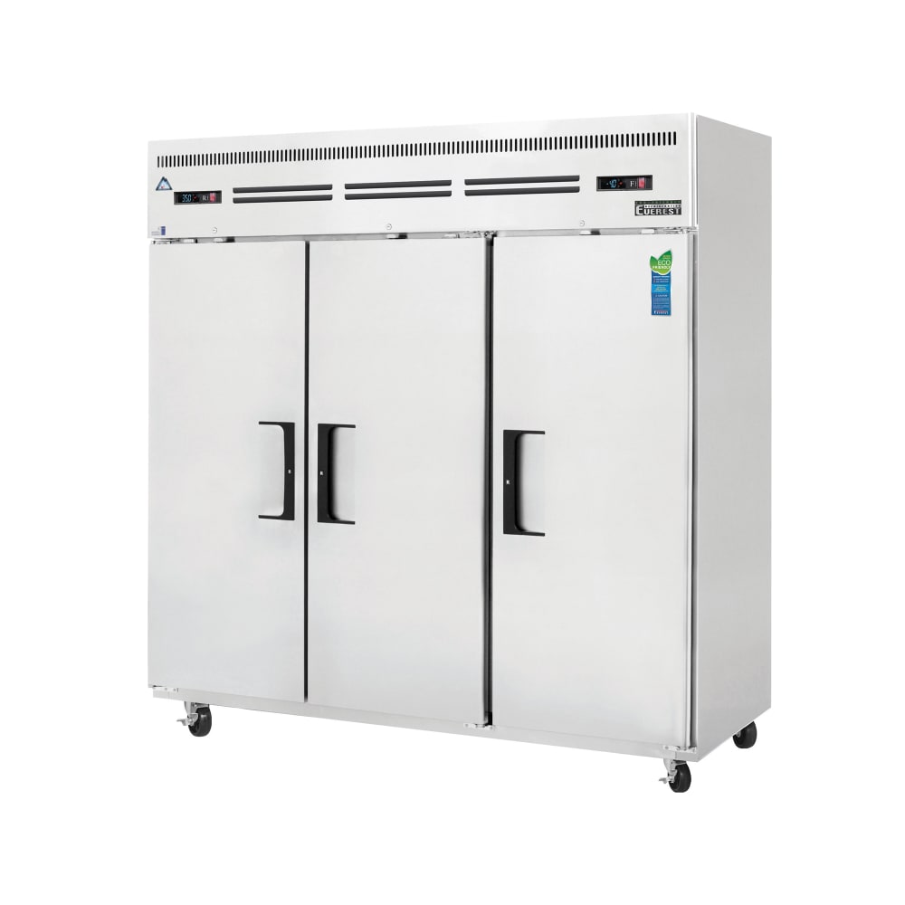 545-ESRF3 74 3/4" Three Section Commercial Combo Refrigerator Freezer - Solid Doors, Dual Te...
