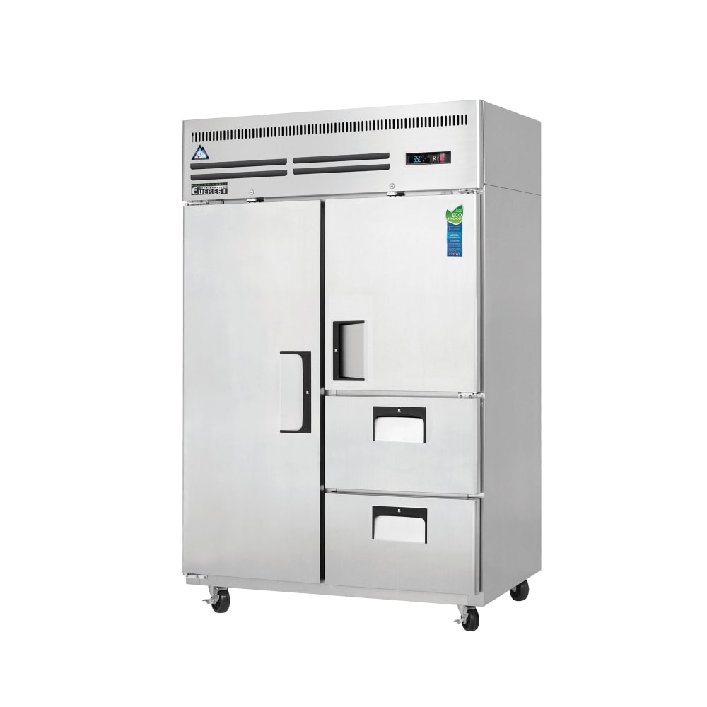 545-ESR2D2 49 5/8" Two Section Reach In Refrigerator, (2) Solid Doors, (2) Drawers, 115v