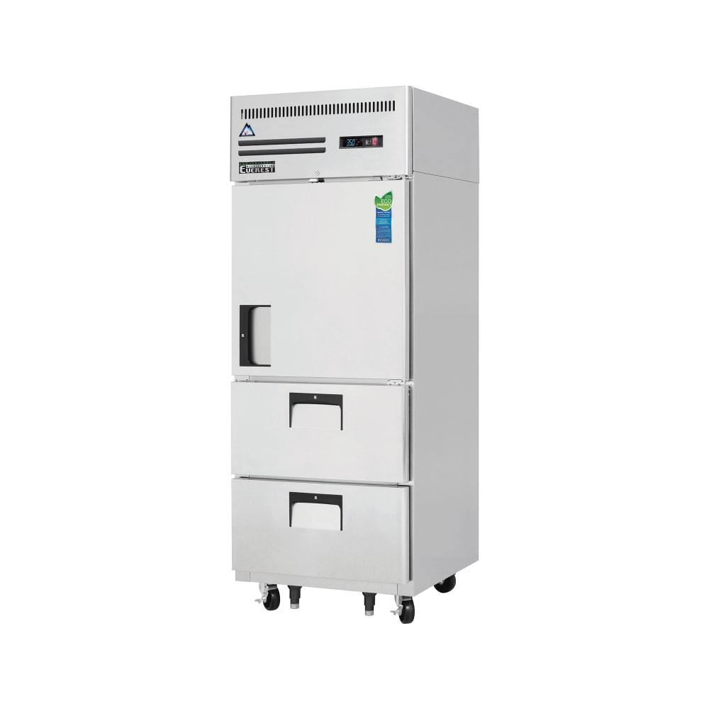 545-ESR1D2 29 1/4" One Section Reach In Refrigerator, (1) Solid Door, (2) Drawers, 115v