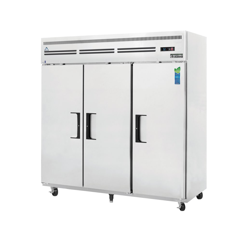 545-ESR3 74 3/4" Three Section Reach In Refrigerator, (3) Left/Right Hinge Solid Doors, 115v