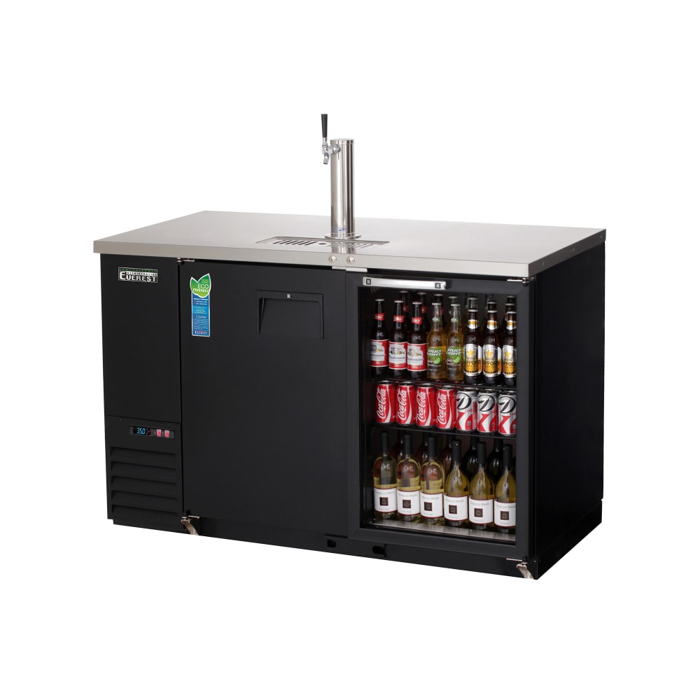 Everest Refrigeration EBD2-BBG-24 57 3/4" Back Bar Kegerator Beer Dispenser w/ (1) Keg Capacity - (1) Column, Black, 115v
