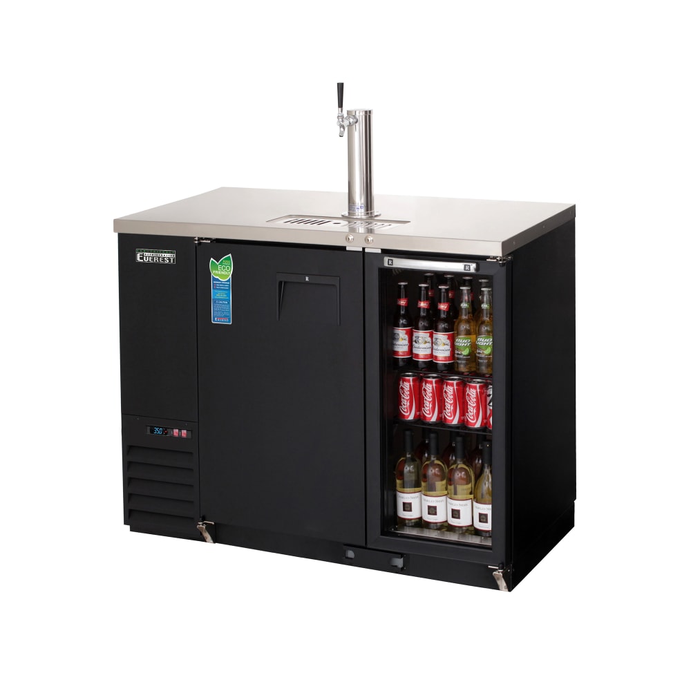Everest Refrigeration EBDS2-BBG-24 49" Back Bar Kegerator Beer Dispenser w/ (1) Keg Capacity - (1) Column, Black, 115v
