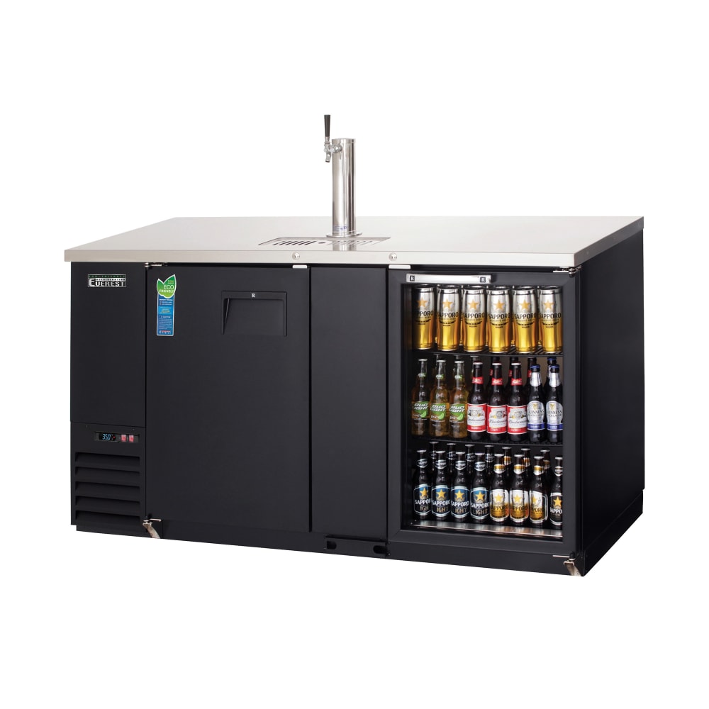 Everest Refrigeration EBD3-BBG 68" Back Bar Kegerator Beer Dispenser w/ (1) Keg Capacity - (1) Column, Black, 115v