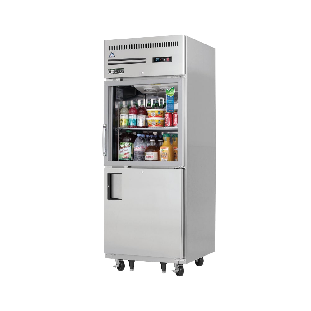 545-EGSH2 29 1/4" One Section Reach In Refrigerator, (1) Glass Door, (1) Solid Door, Right H...