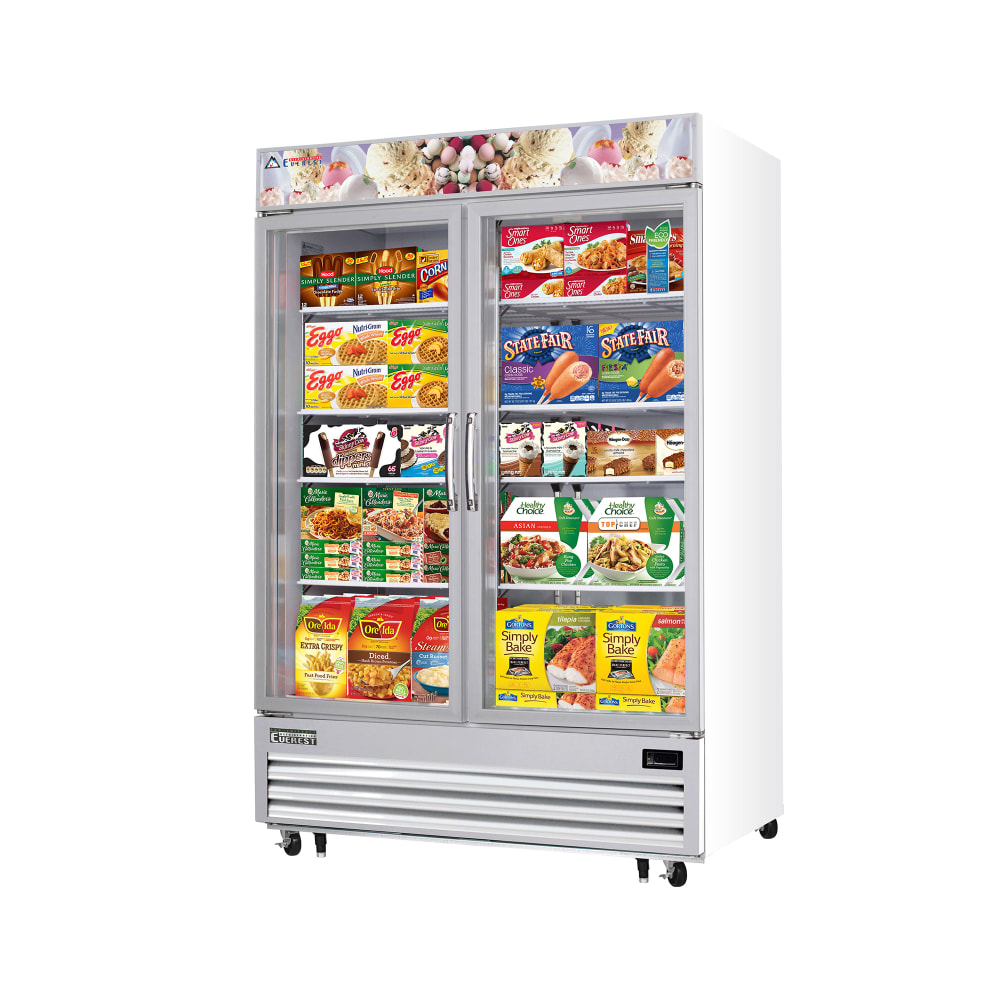 545-EMGF48 54 3/4" Two Section Display Freezer w/ Swing Door - Bottom Mount Compressor, Whit...