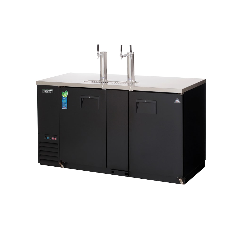 Everest Refrigeration EBD3 68" Kegerator Beer Dispenser w/ (3) Keg Capacity - (2) Columns, Black, 115v