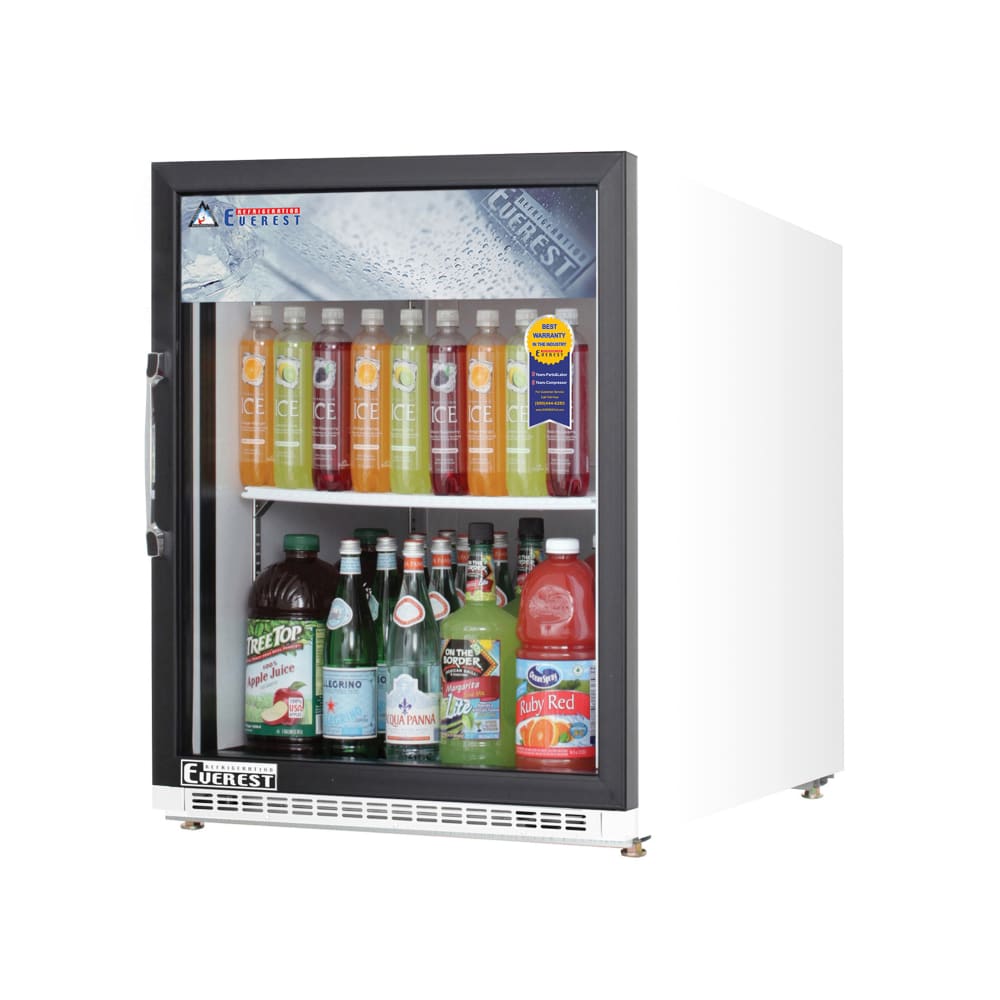 Everest Refrigeration EMGR5 25" One Section Glass Door Merchandiser, (1) Right Hinge Door, White, 115v