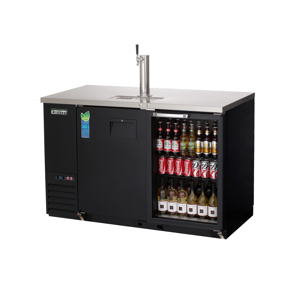 Everest Refrigeration EBD2-BBG 57 3/4" Back Bar Kegerator Beer Dispenser w/ (1) Keg Capacity - (1) Column, Black, 115v