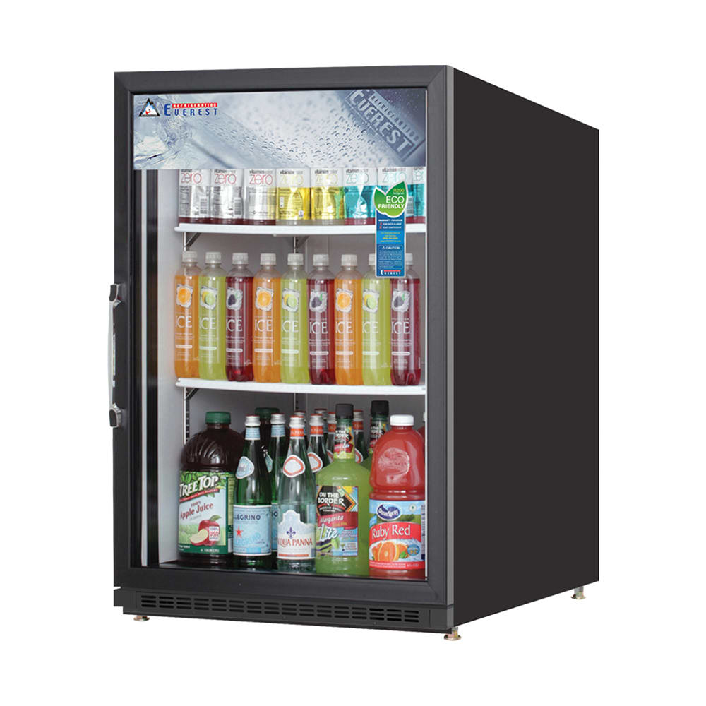 Everest Refrigeration EMGR5B 25" One Section Glass Door Merchandiser, (1) Right Hinge Door, Black, 115v