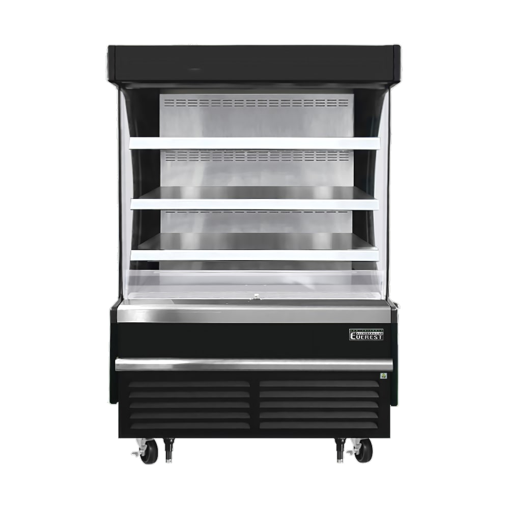 545-EOMV48B28S 48" Vertical Open Air Cooler w/ (4) Levels, Black, 115v