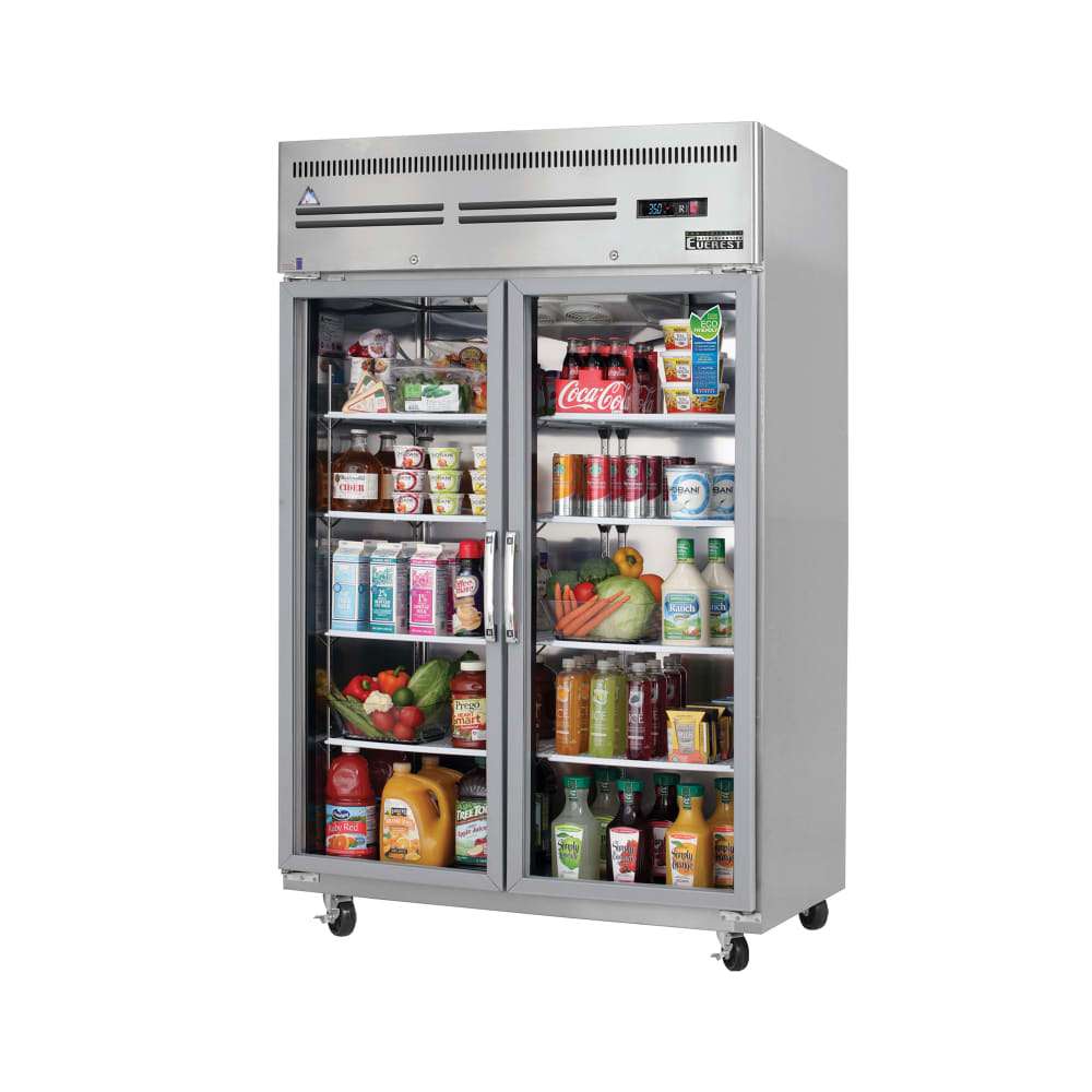 545-ESGR2 49 5/8" Two Section Reach In Refrigerator, (2) Left/Right Hinge Glass Doors, 115v 