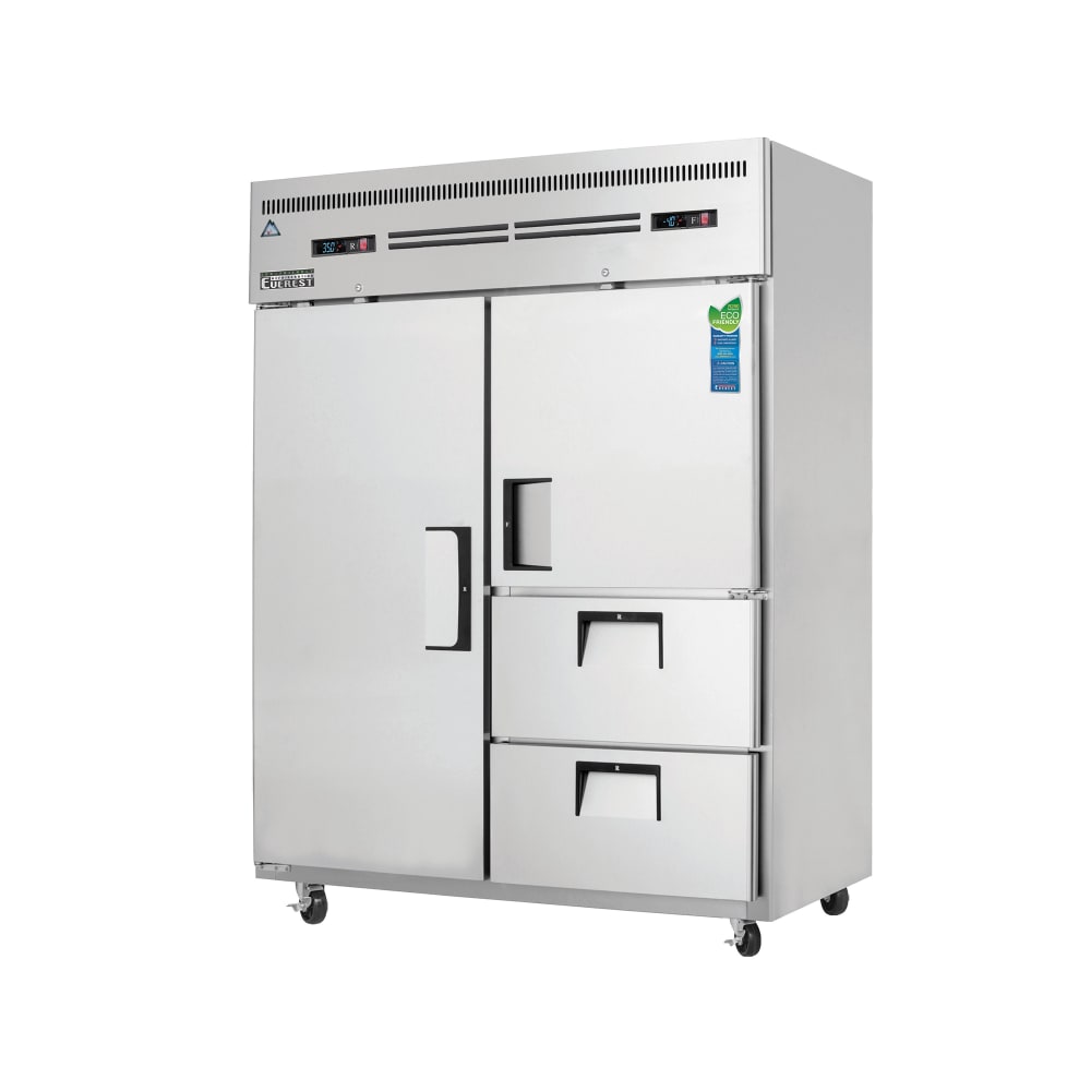 545-ESWQ2D2 59" Two Section Commercial Combo Refrigerator Freezer - Solid Doors, Dual Temp,...