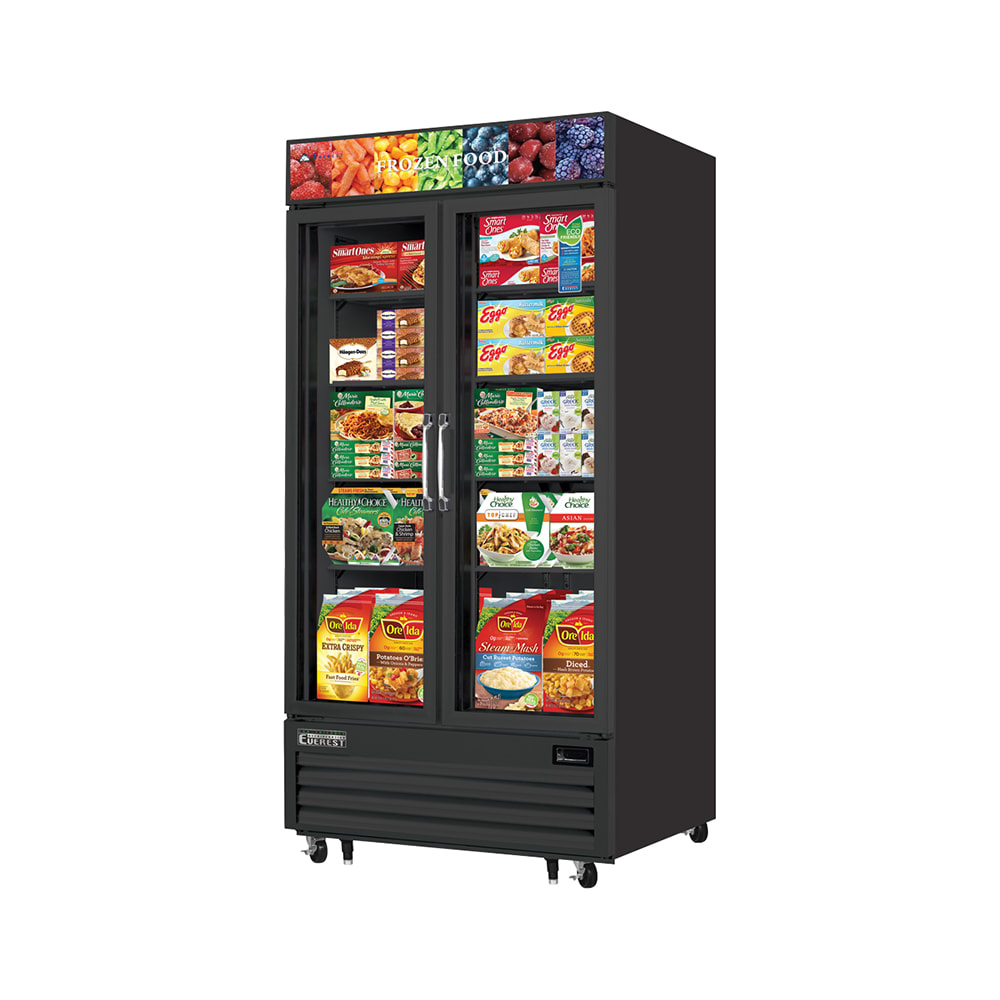 545-EMGF36B 41" Two Section Display Freezer w/ Swing Door - Bottom Mount Compressor, Black,...
