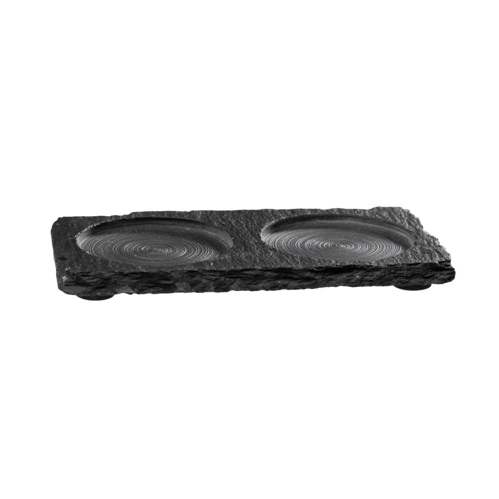 634-APS00971 Rectangular Display Tray w/ (2) Compartments - 6" x 3 1/4", Slate