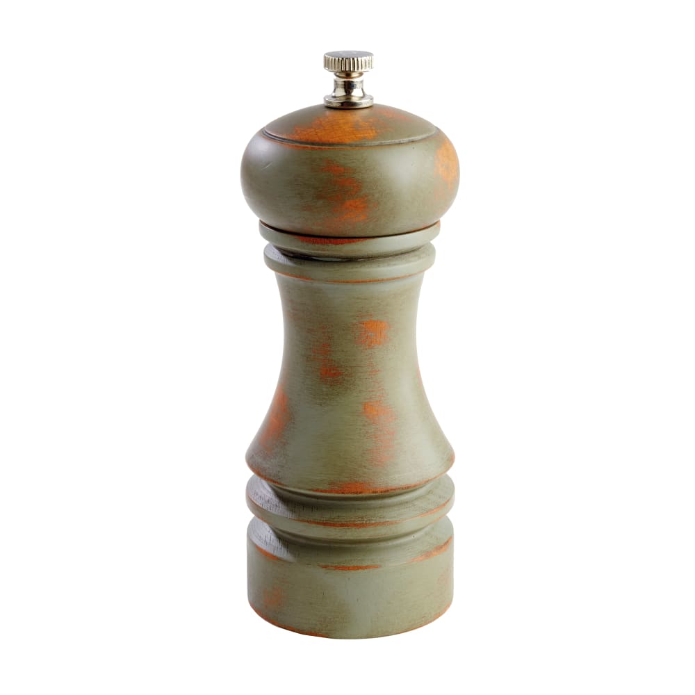 634-APS40547 6"H Salt Grinder - German Beachwood, Vintage Green