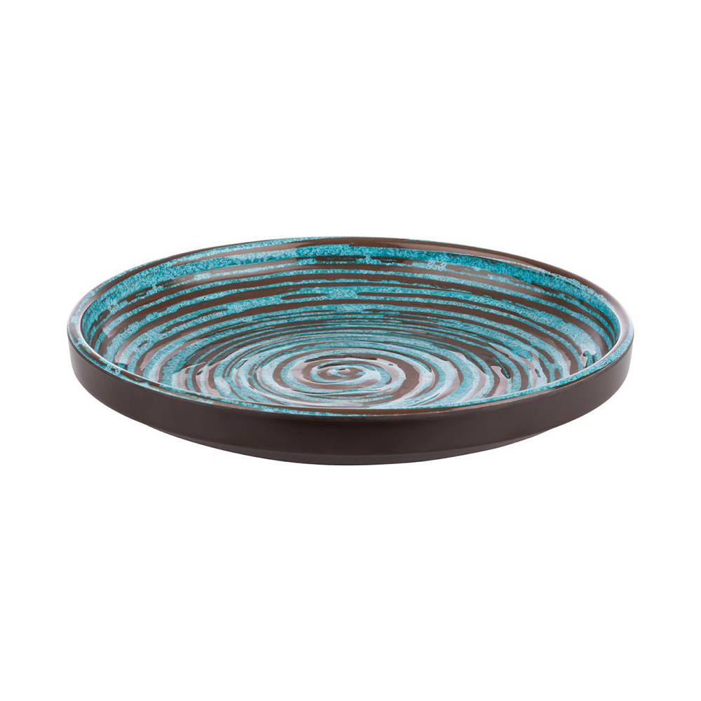 634-APS85203 9" Round Melamine Dinner Plate, Brown/Blue