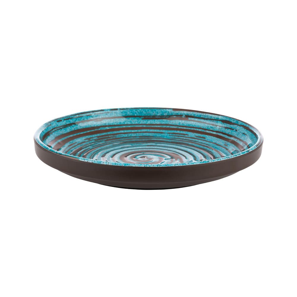 634-APS85202 7" Round Melamine Dinner Plate, Brown/Blue