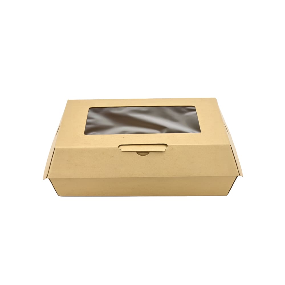 909-RFTGWL #ReadyFresh® To Go Container w/ Window - 9 3/4" x 7 1/4" x 3 1/8", Kraf...