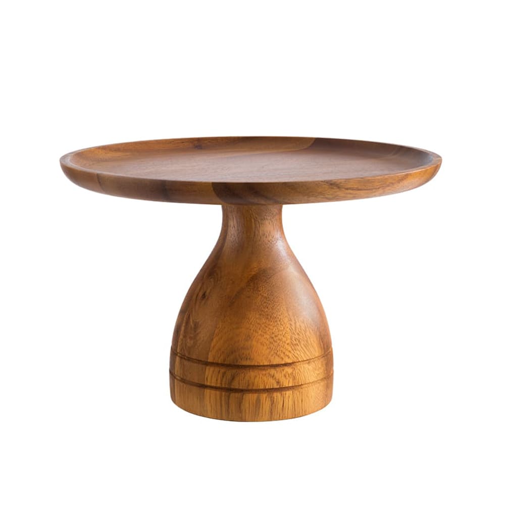 634-APS33293 9 1/2" Round Cake Stand - 6 3/8"H, Acacia Wood