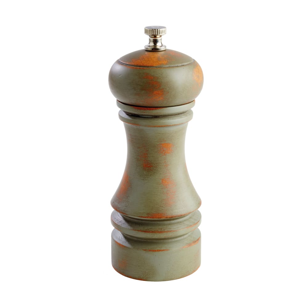 634-APS40546 6"H Pepper Mill - German Beachwood, Vintage Green