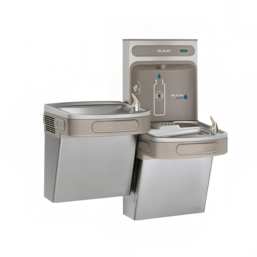 189-EZSTL8WSSK Wall Mount Bi Level Drinking Fountain w/ Bottle Filler - Non Filtered, Refrigerate...
