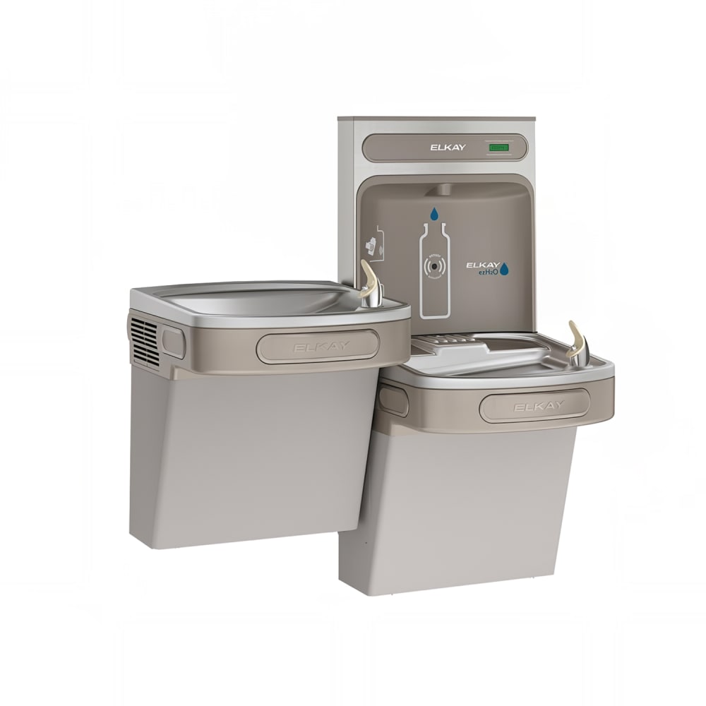 189-EZSTL8WSLK Wall Mount Bi Level Drinking Fountain w/ Bottle Filler - Non Filtered, Refrigerate...