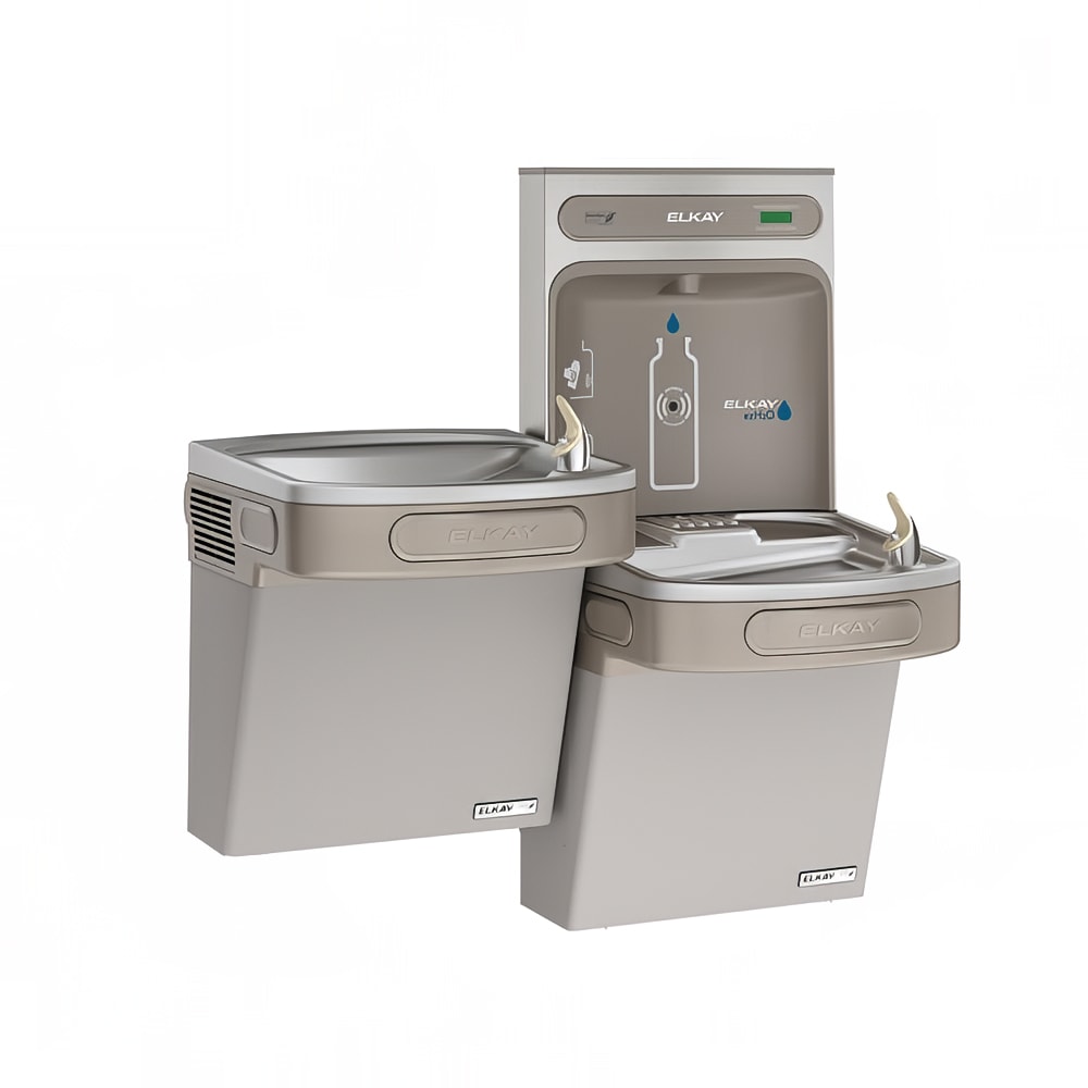 189-EZSTLG8WSLK Wall Mount Bi Level Drinking Fountain w/ Bottle Filler - Non Filtered, Refrigerat...