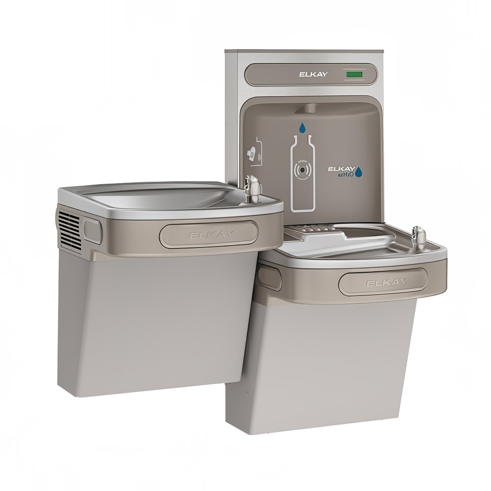 189-EZSTL8WSVRLK Wall Mount Bi Level Drinking Fountain w/ Bottle Filler - Non Filtered, Refrigera...