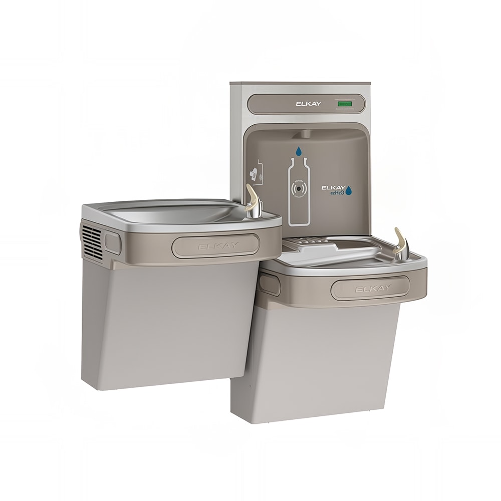 189-EZSTLDDWSLK Wall Mount Bi Level Drinking Fountain w/ Bottle Filler - Non Filtered, Non Refrig...