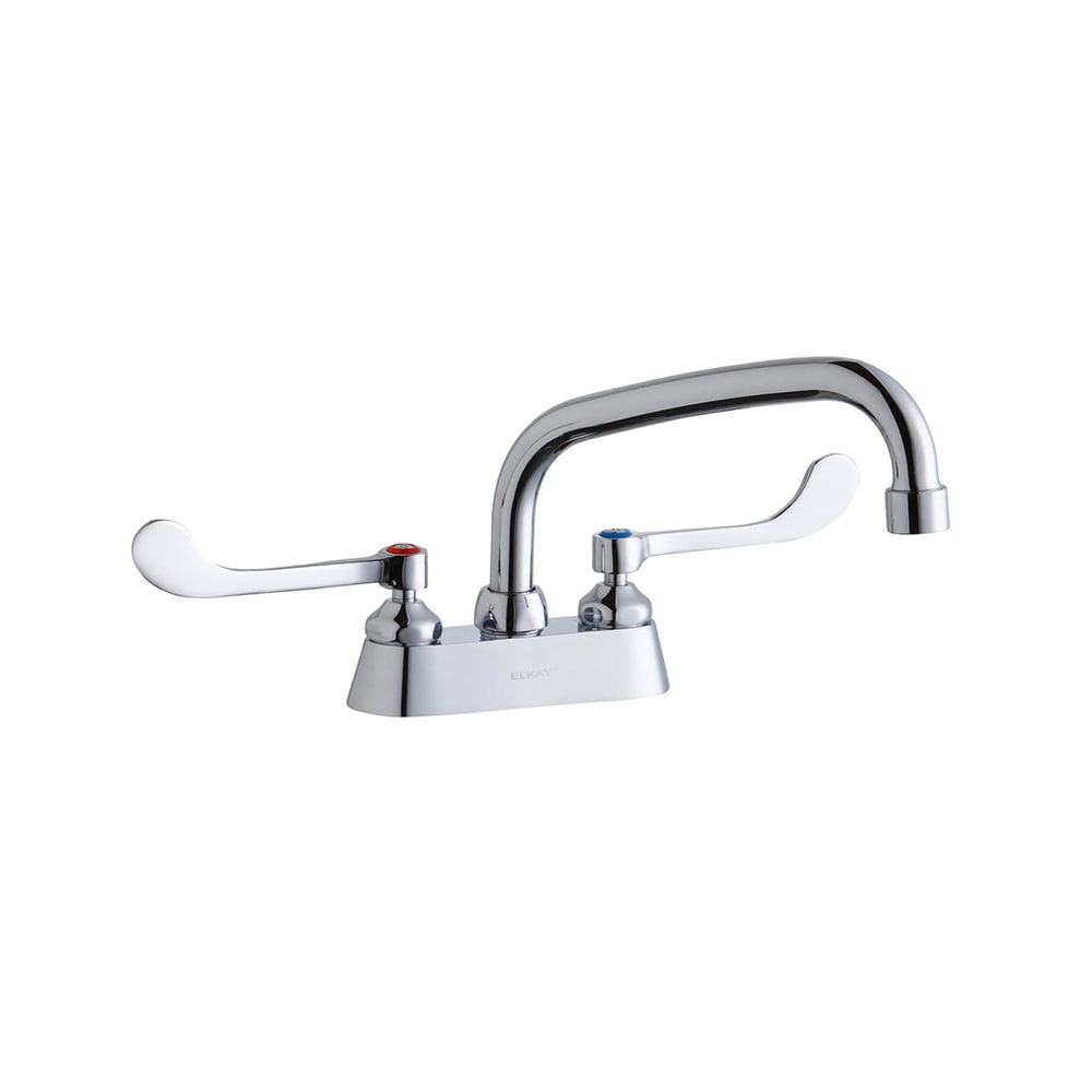 189-LK406AT10T6 Deck Mount Faucet w/ 10" Swing Spout & 6" Wrist Blade Handles - 4&q...