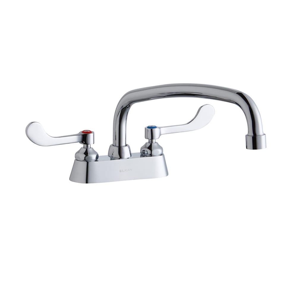189-LK406AT12T4 Deck Mount Faucet w/ 12" Swing Spout & 4" Wrist Blade Handles - 4&q...